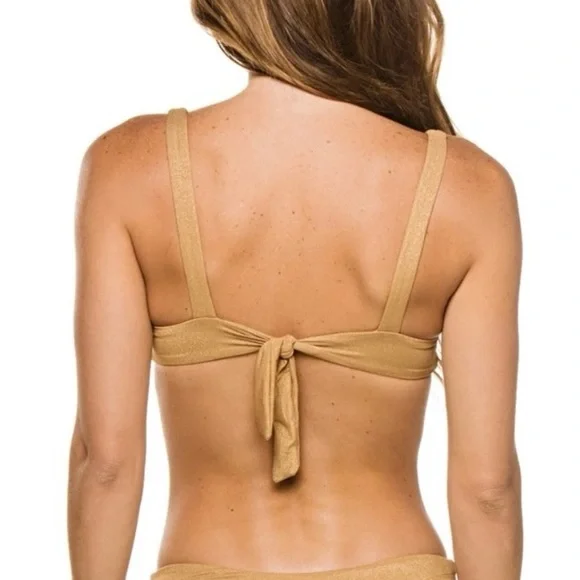 Vitamin A Golden Glow Gold Metallic Demi Bikini Top Underwire Swimsuit - Picture 7 of 12